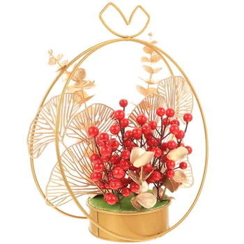 Корзина с искусственными цветами, Рождественские украшения, Свадебное украшение, стол для гостиной, подарки парам, Праздничные Красные ягоды, утюг