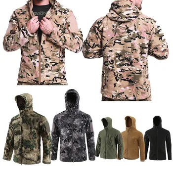 Спорт на открытом воздухе, охота, BDU, пальто для стрельбы, тактическая боевая одежда для страйкбола, Камуфляжная флисовая куртка с капюшоном на открытом воздухе