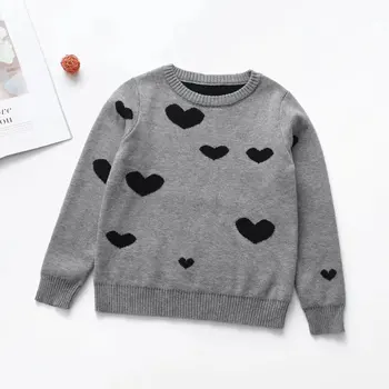 Осенне-зимний детский свитер, вязаный пуловер с рисунком влюбленного, базовый свитер для мальчиков и девочек