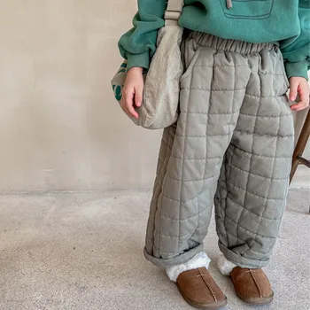 олень джонми/ Новые Зимние детские утепленные брюки в корейском стиле, однотонные детские повседневные стеганые брюки